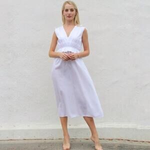 Stark X Ginny White 100% Cotton Ruffle Waist Midi Dress M NWT $191